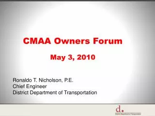 CMAA Owners Forum May 3, 2010
