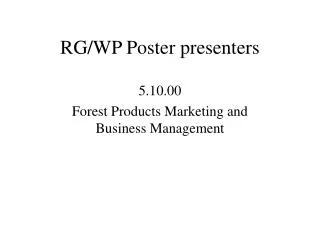 RG/WP Poster presenters