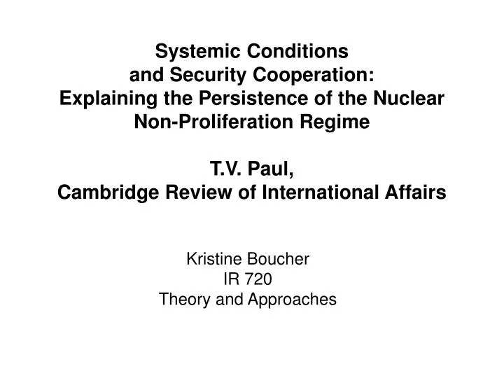 kristine boucher ir 720 theory and approaches