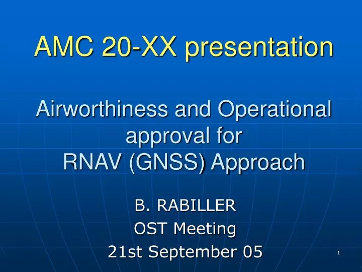 amc 20 xx presentation airworthiness and operational approval for rnav gnss approach