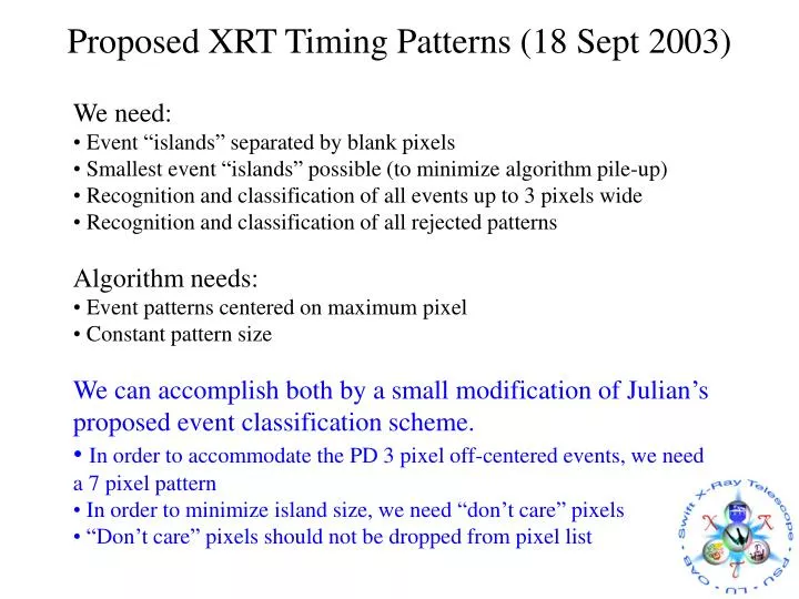 proposed xrt timing patterns 18 sept 2003