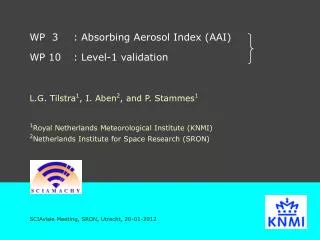 WP 3	: Absorbing Aerosol Index (AAI) WP 10	: Level-1 validation