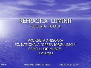 refractia luminii reflexia totala