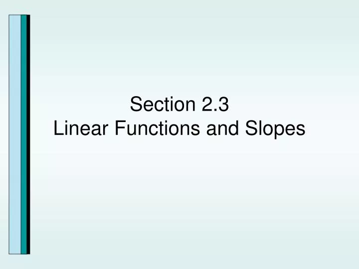 section 2 3 linear functions and slopes