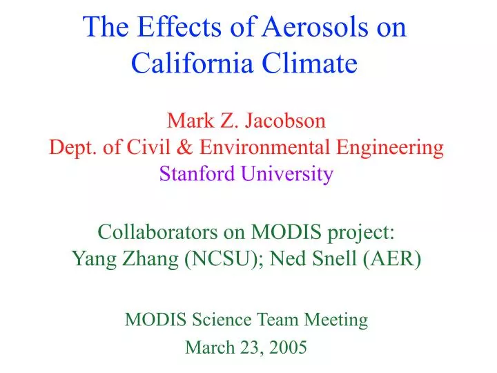 the effects of aerosols on california climate