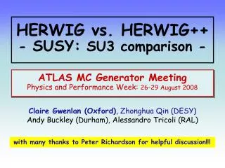 HERWIG vs. HERWIG++ - SUSY: SU3 comparison -
