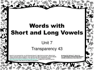 Words with Short and Long Vowels