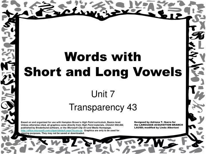 words with short and long vowels