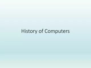 History of Computers