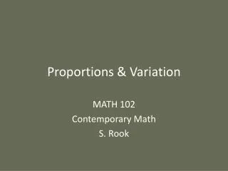 Proportions &amp; Variation