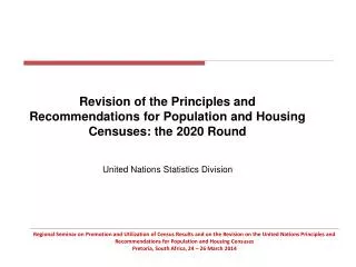 Revision of the Principles and Recommendations for Population and Housing Censuses: the 2020 Round