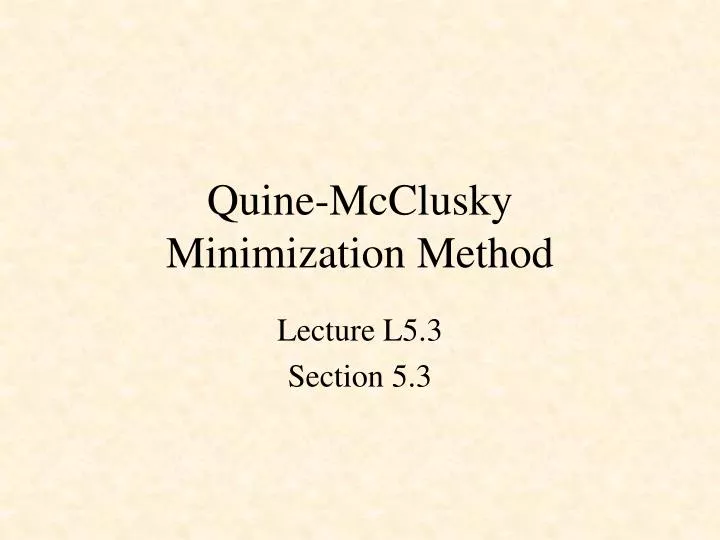 quine mcclusky minimization method