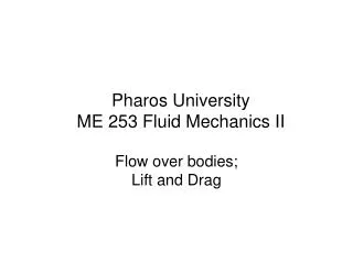 Pharos University ME 253 Fluid Mechanics II