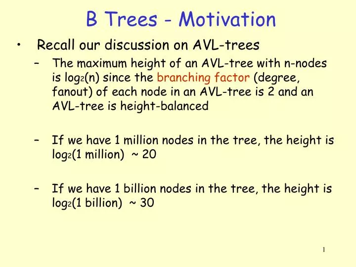 b trees motivation