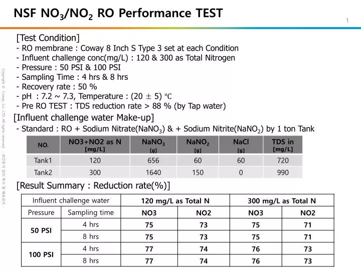 nsf no 3 no 2 ro performance test