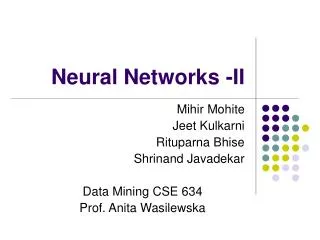 Neural Networks -II