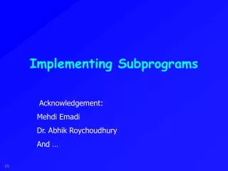 Implementing Subprograms