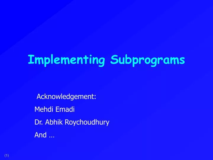 implementing subprograms