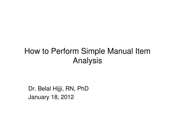 how to perform simple manual item analysis