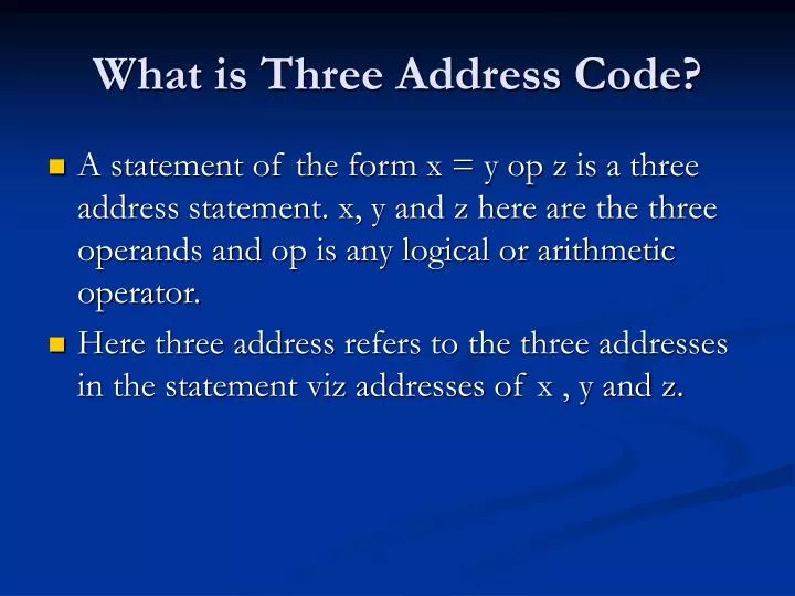 what is three address code