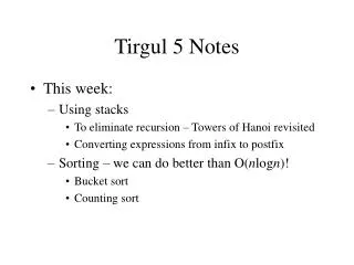 Tirgul 5 Notes