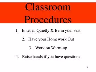 Classroom Procedures