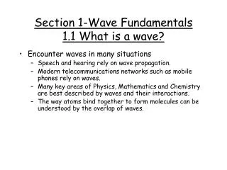 Section 1-Wave Fundamentals 1.1 What is a wave?