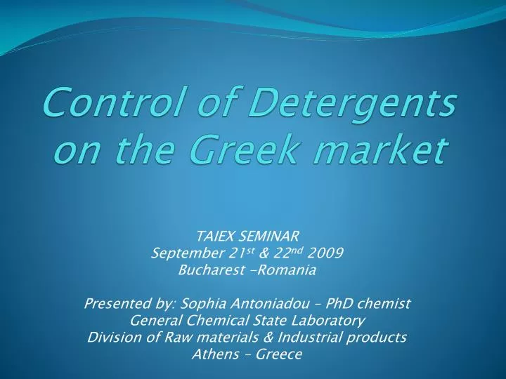 control of detergents on the greek market