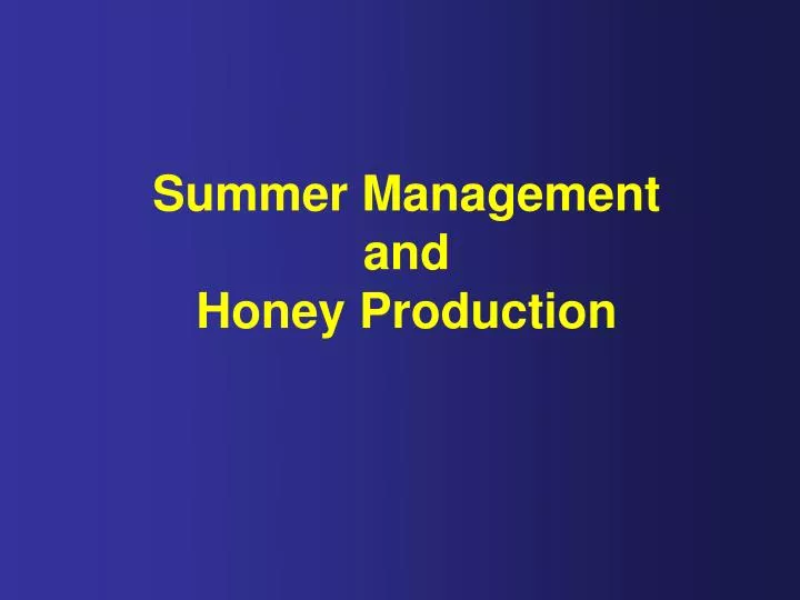 summer management and honey production