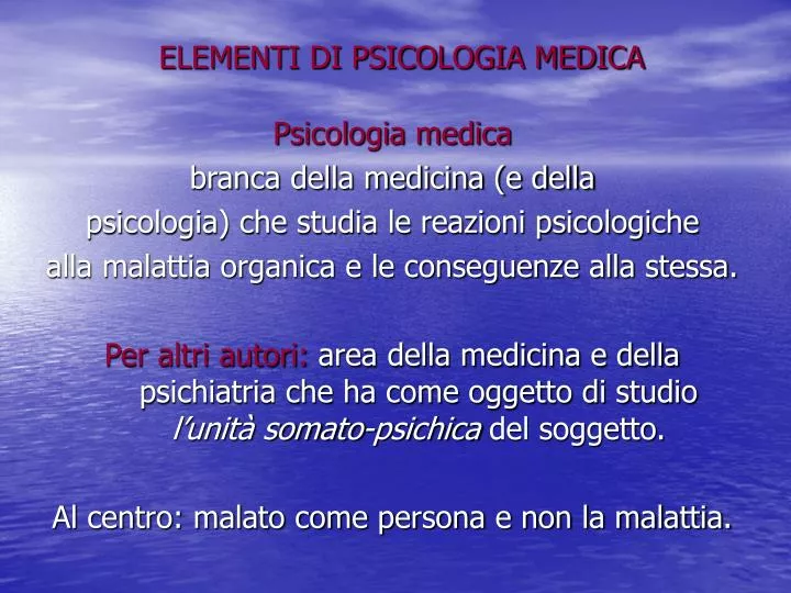 elementi di psicologia medica
