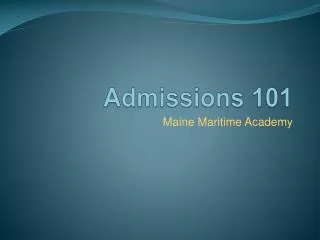 Admissions 101