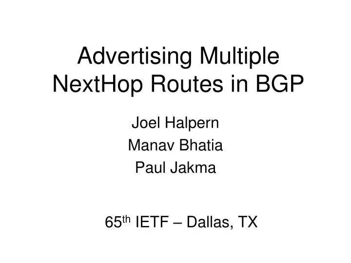 advertising multiple nexthop routes in bgp