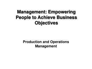 Production and Operations Management