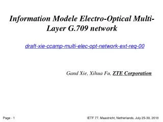 Information Model e Electro-Optical M ulti- L ayer G.709 network
