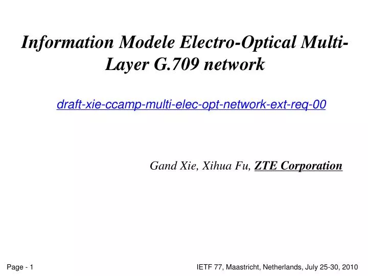 information model e electro optical m ulti l ayer g 709 network