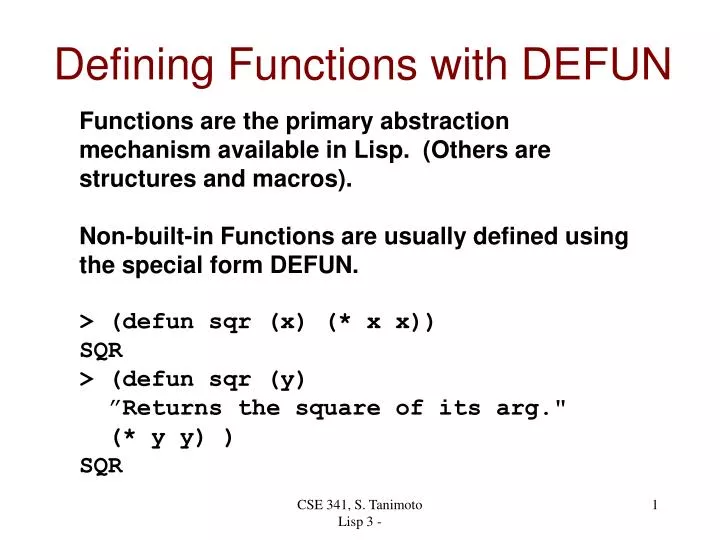 defining functions with defun