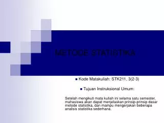METODE STATISTIKA