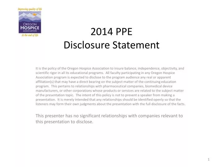 2014 ppe disclosure statement