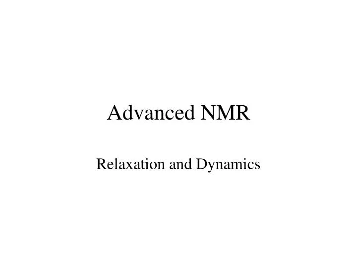 advanced nmr