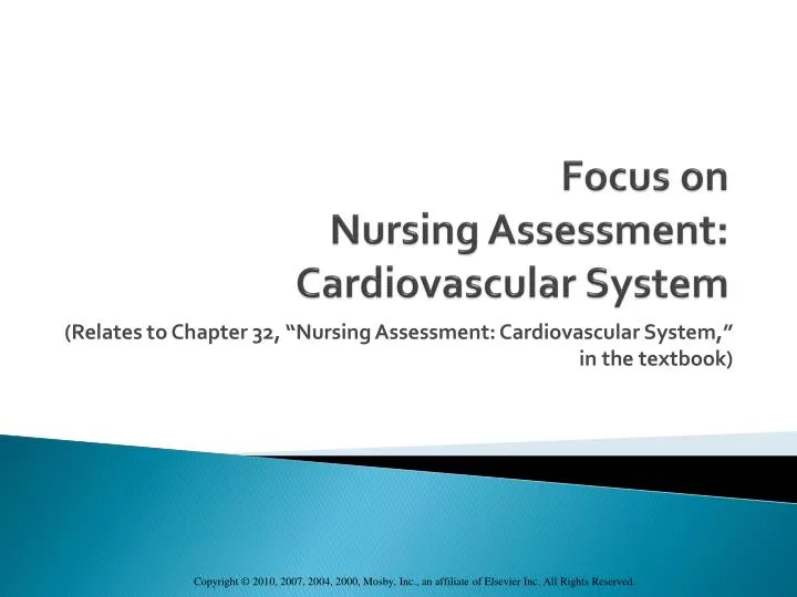 focus on nursing assessment cardiovascular system