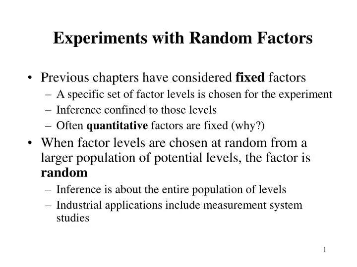 experiments with random factors