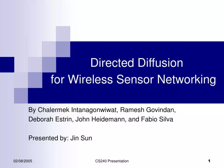 directed diffusion for wireless sensor networking