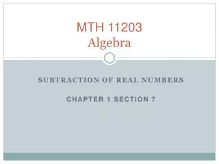 MTH 11203 Algebra