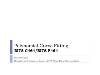 Polynomial Curve Fitting BITS C464/BITS F464