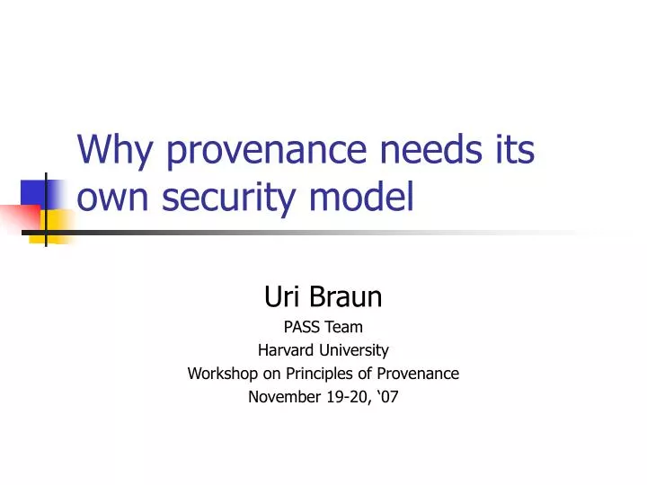 why provenance needs its own security model