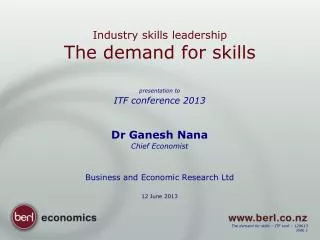 Industry skills leadership The demand for skills