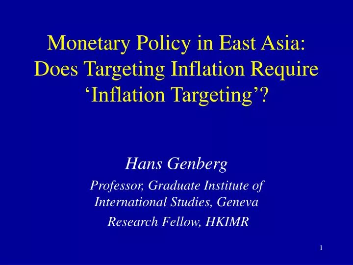 monetary policy in east asia does targeting inflation require inflation targeting