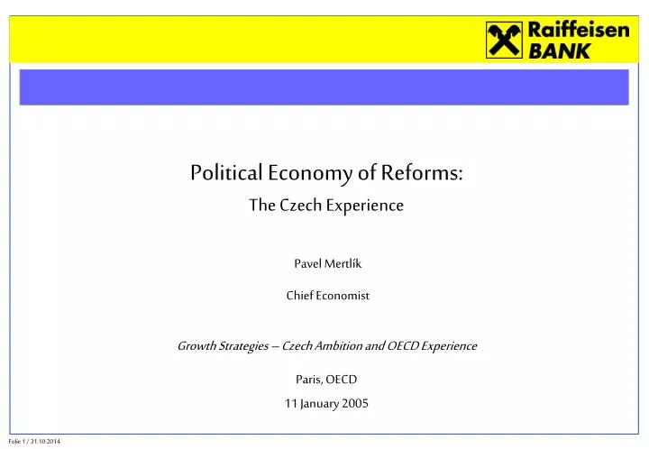 political economy of reforms the czech experience pavel mertl k chief economist