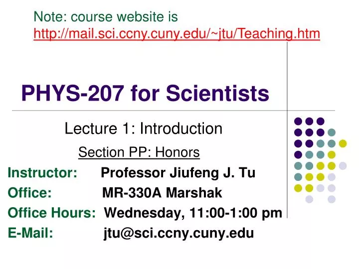 phys 207 for scientists