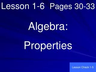 Lesson 1-6 Pages 30-33
